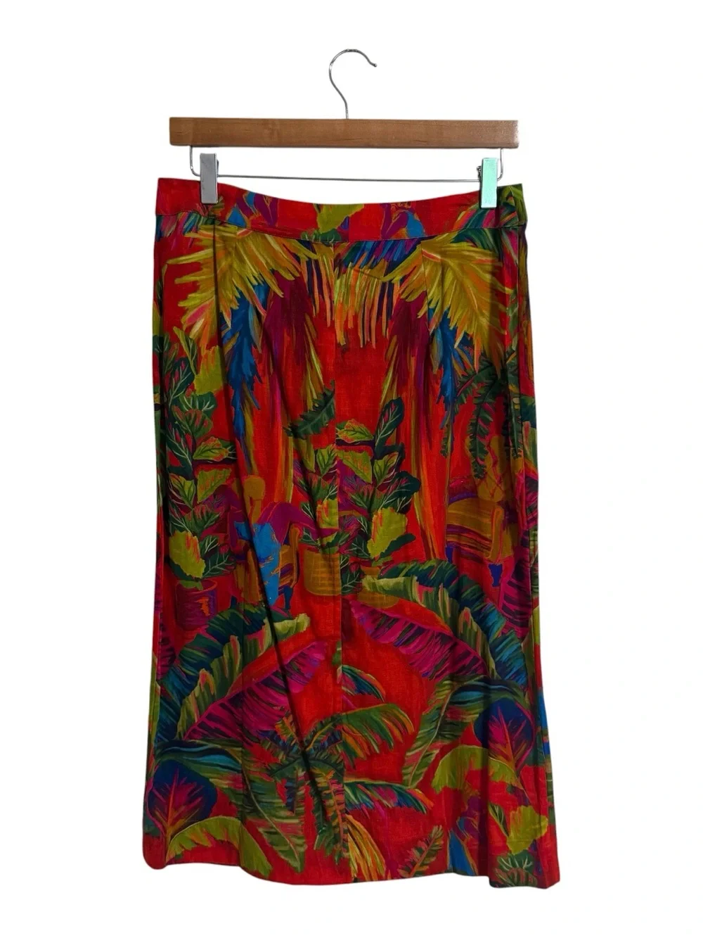 FARM Rio Urban Jungle Button Front linen blend Midi Skirt Medium